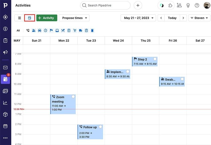 Pipedrive 周日历